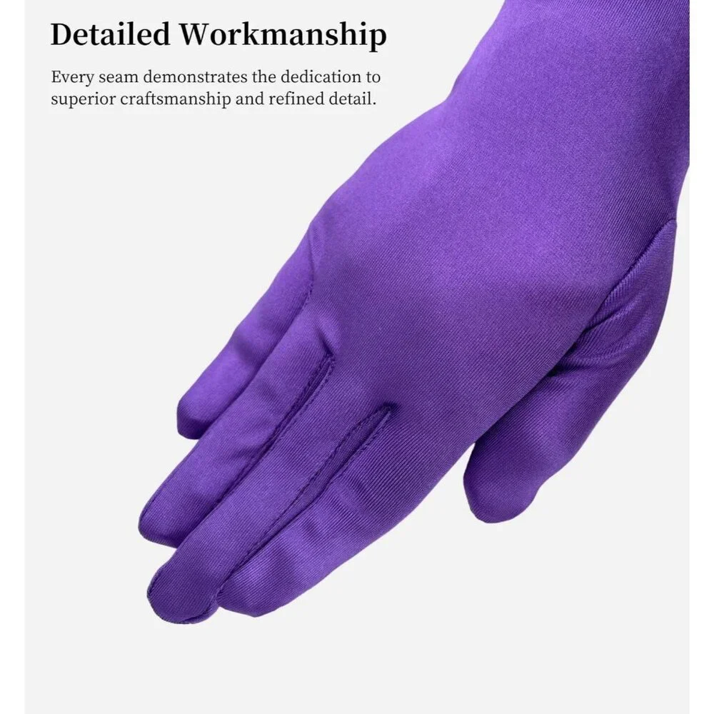 Women's Elbow Length Purple Satin Gloves Costume Princess Party Accessories